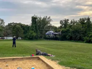 Police Helicopter Landing in Oella Neighborhood Park