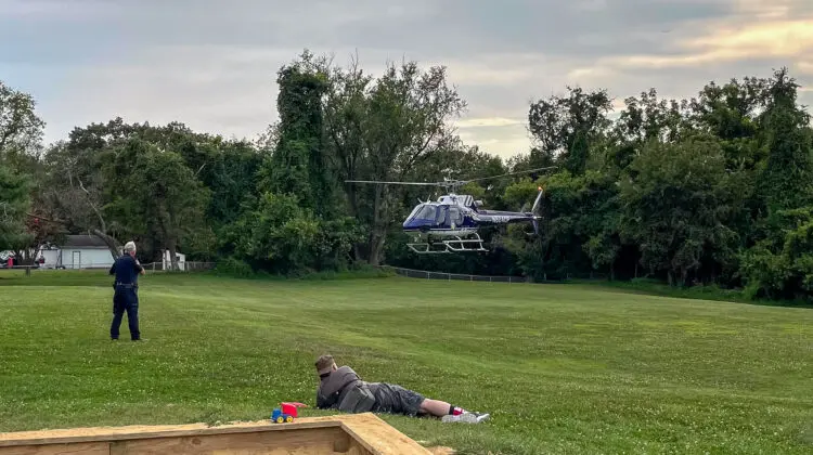 Police Helicopter Landing in Oella Neighborhood Park